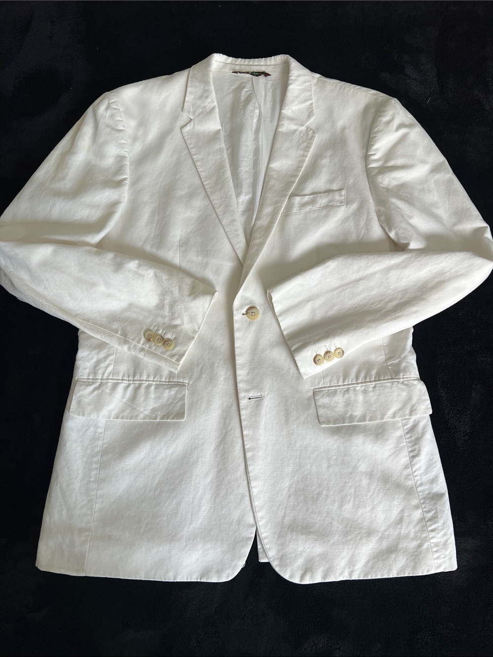 Perry Ellis White Linen&Cotton blend  Jacket with Brown Label
